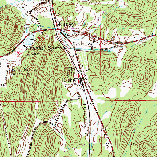 Topographic Map of Duke, AL