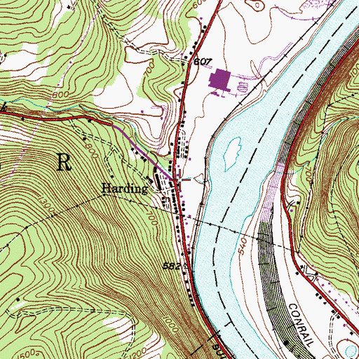 Topographic Map of Harding, PA