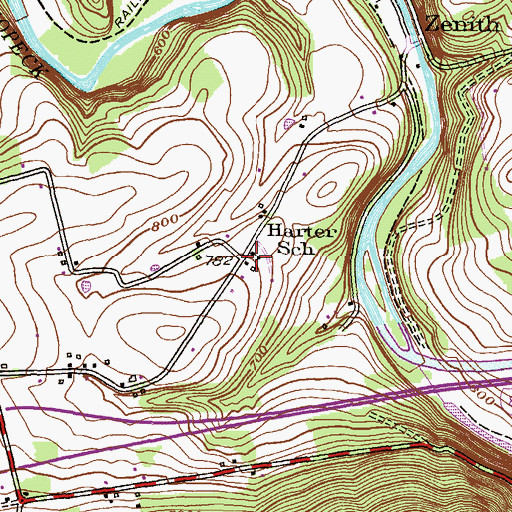 Topographic Map of Harter School, PA