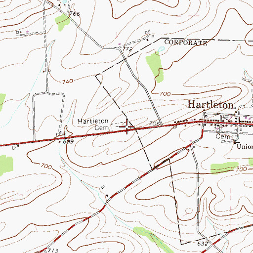Topographic Map of Hartleton Cemetery, PA