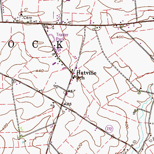 Topographic Map of Hatville School, PA
