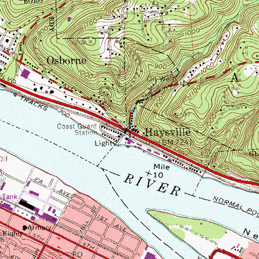 Topographic Map of Haysville, PA