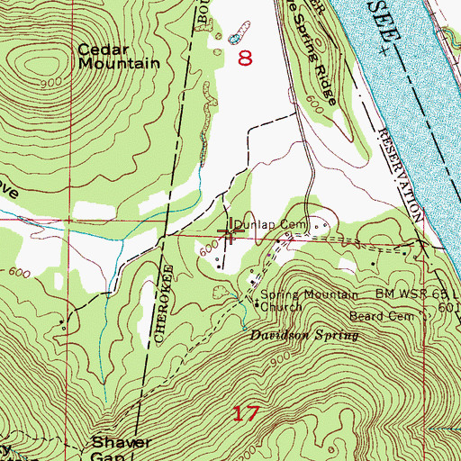 Topographic Map of Dunlap Cemetery, AL