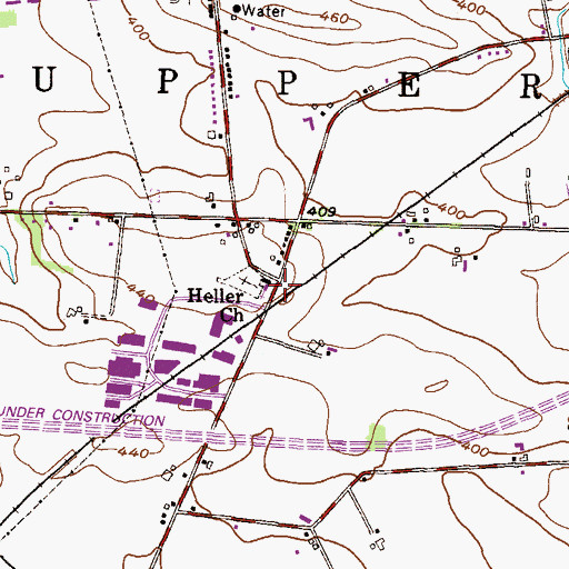 Topographic Map of Heller Church, PA
