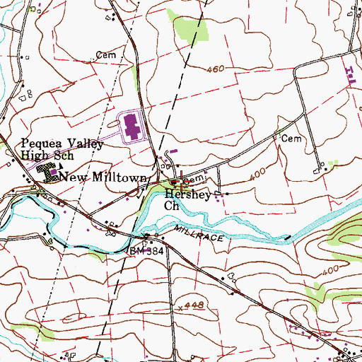 Topographic Map of Hershey Church, PA