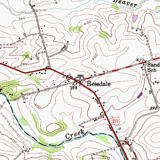 Topographic Map of Hessdale, PA