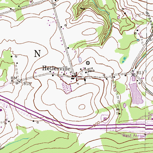 Topographic Map of Hetlerville, PA