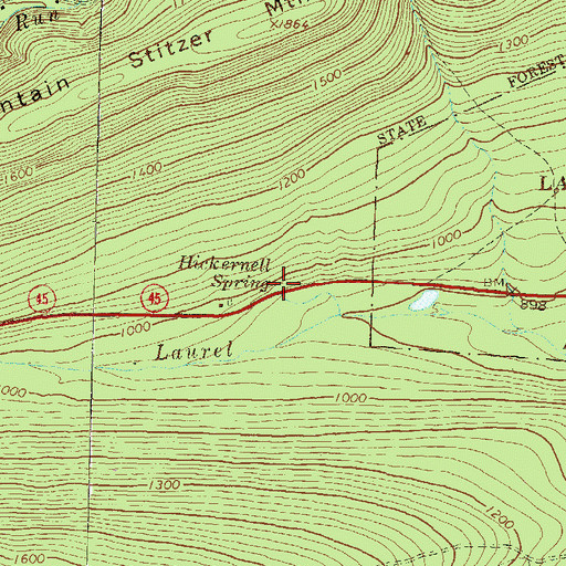 Topographic Map of Hickernell Spring, PA