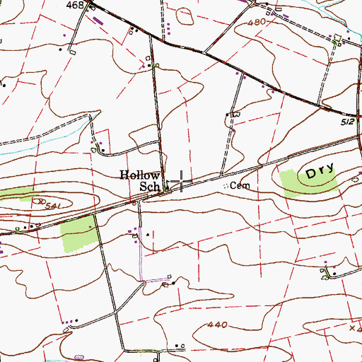 Topographic Map of Hollow School, PA
