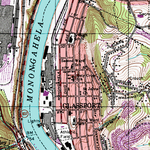 Topographic Map of Holy Cross School, PA