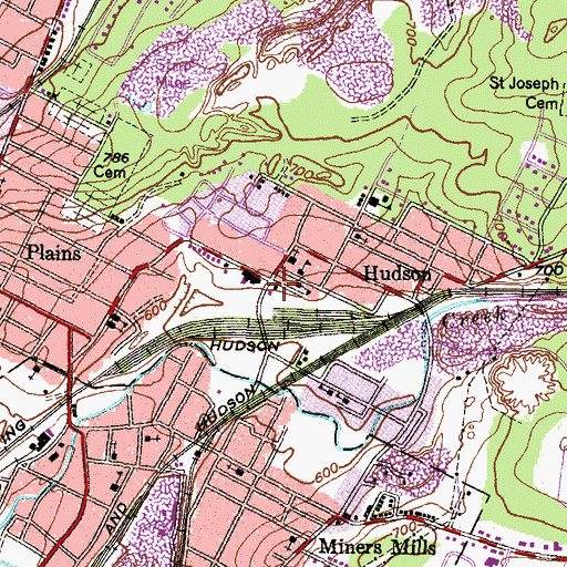 Topographic Map of Hudson, PA