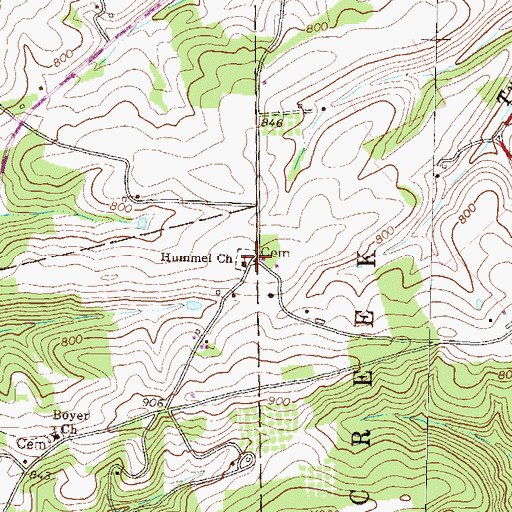 Topographic Map of Hummel Church, PA