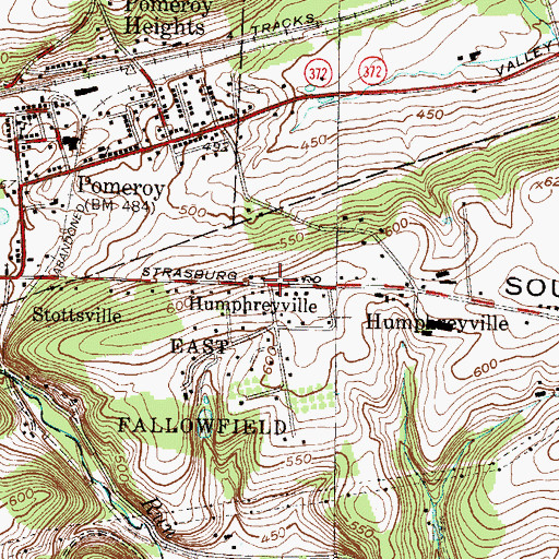 Topographic Map of Humphreyville, PA