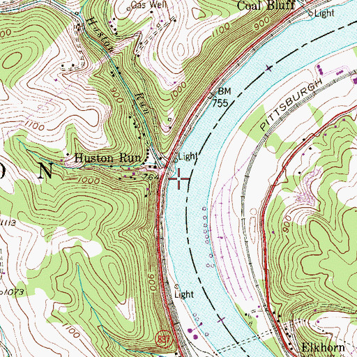 Topographic Map of Huston Run, PA