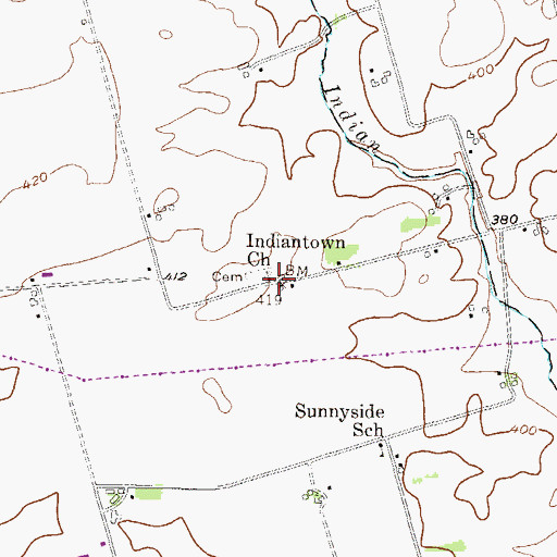 Topographic Map of Indiantown Church, PA