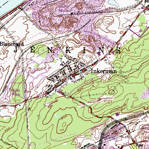 Topographic Map of Inkerman, PA