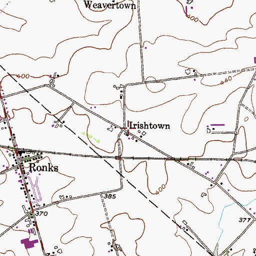 Topographic Map of Irishtown, PA