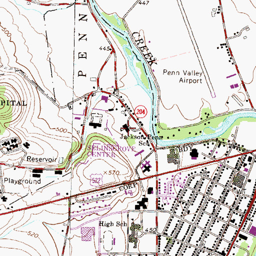 Topographic Map of Jackson Penn School, PA