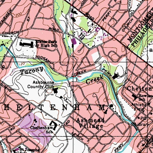 Topographic Map of Jenkintown Creek, PA