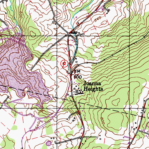 Topographic Map of Joanna Heights, PA