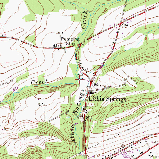Topographic Map of Johnson Creek, PA