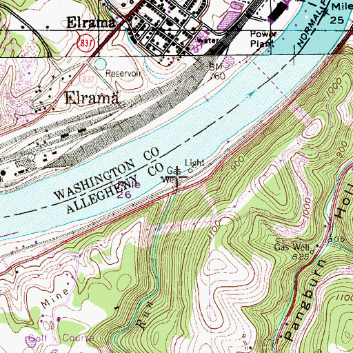Topographic Map of Kelly Run, PA