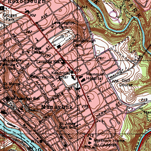 Topographic Map of Kendrick Recreation Center, PA