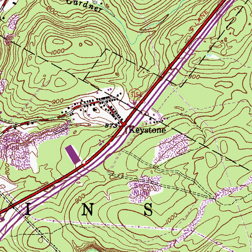 Topographic Map of Keystone, PA