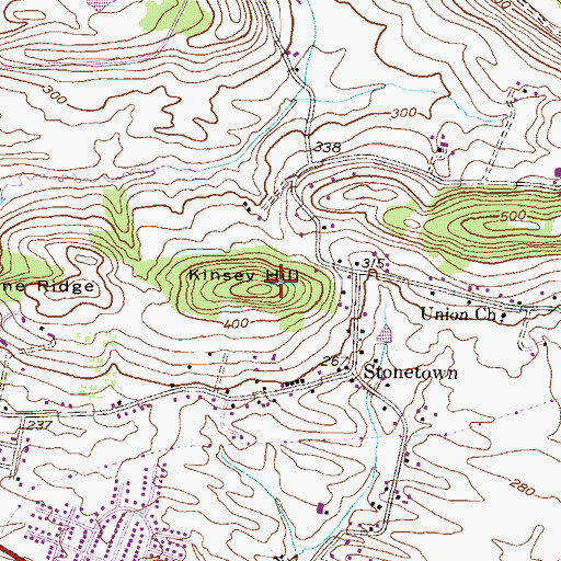 Topographic Map of Kinsey Hill, PA