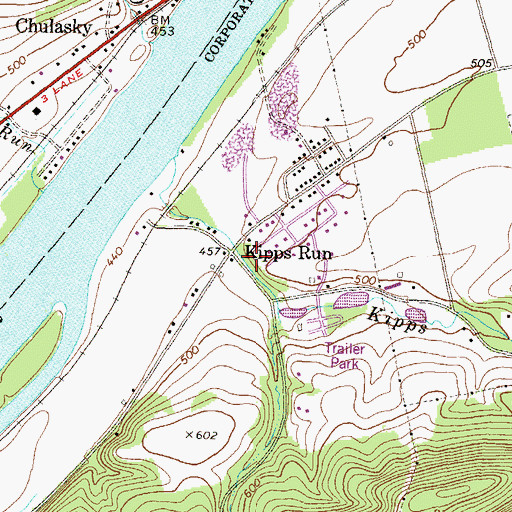 Topographic Map of Kipps Run, PA