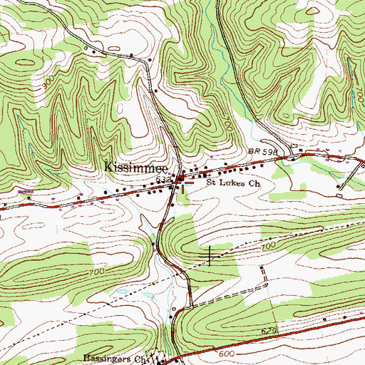 Topographic Map of Kissimmee, PA