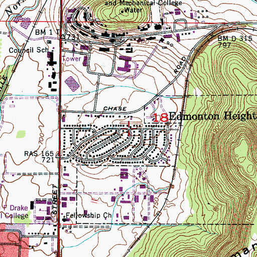 Topographic Map of Edmonton Heights, AL