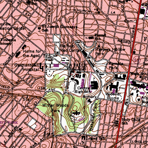 Topographic Map of La Salle University, PA