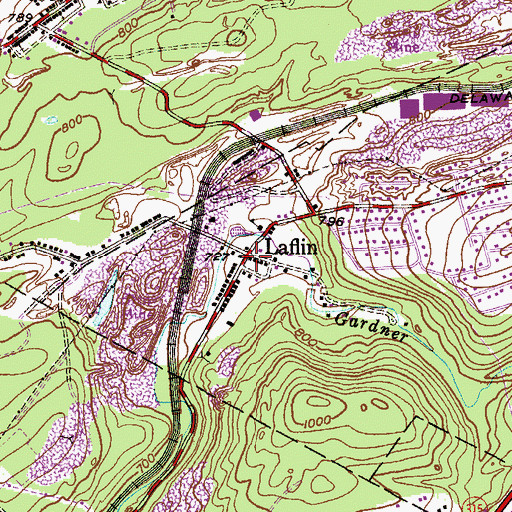 Topographic Map of Laflin, PA