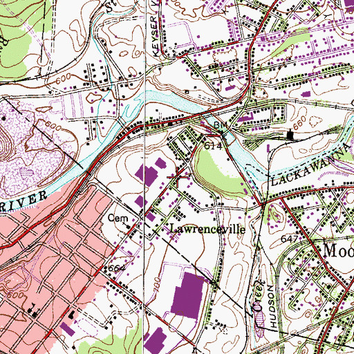 Topographic Map of Lawrenceville, PA