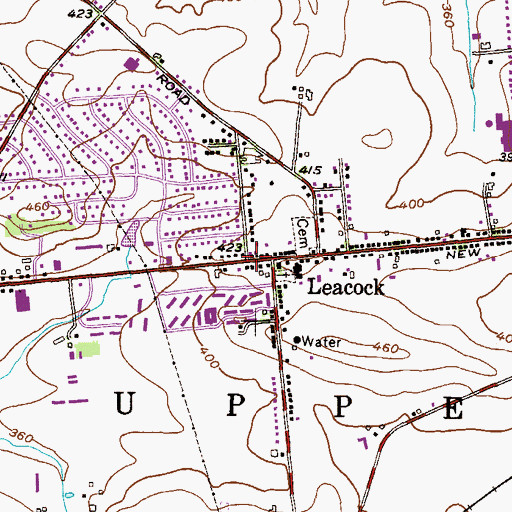 Topographic Map of Leacock, PA