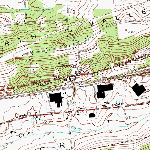 Topographic Map of Lenover, PA