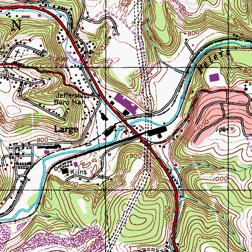 Topographic Map of Lewis Run, PA