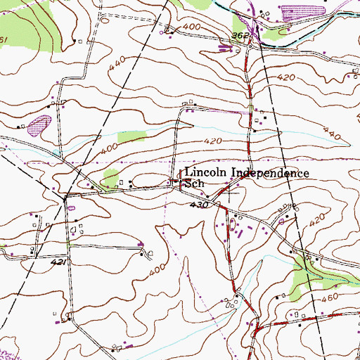 Topographic Map of Lincoln Independence School, PA