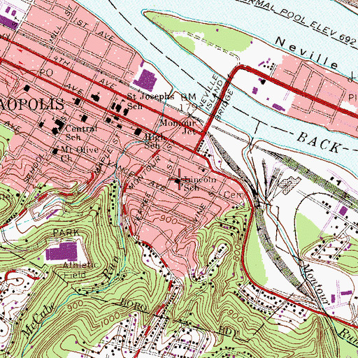 Topographic Map of Lincoln School, PA