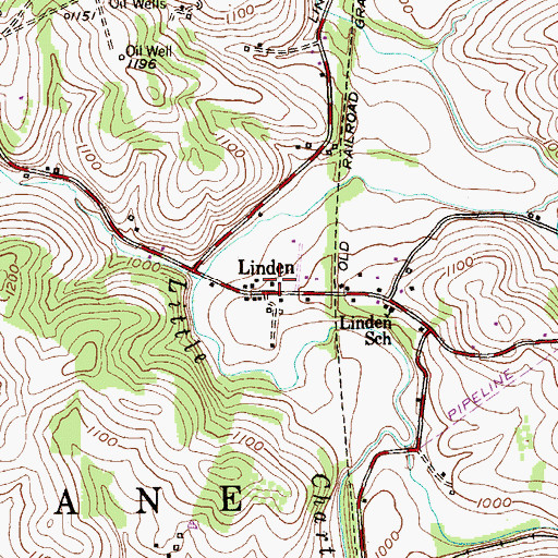 Topographic Map of Linden, PA