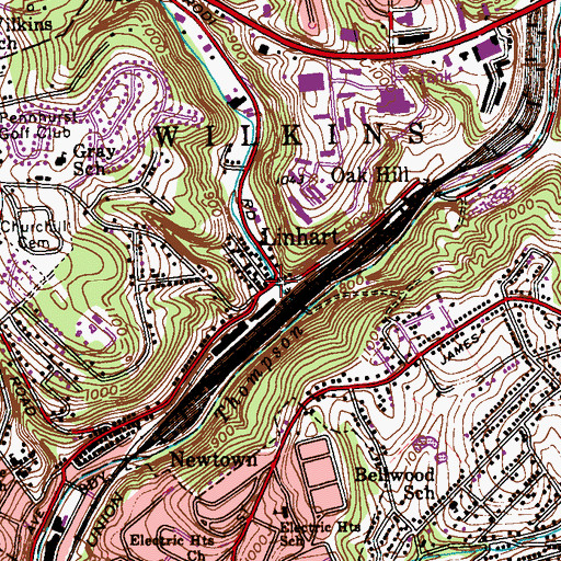 Topographic Map of Linhart, PA