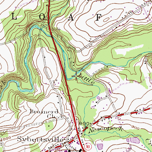 Topographic Map of Little Nescopeck Creek, PA
