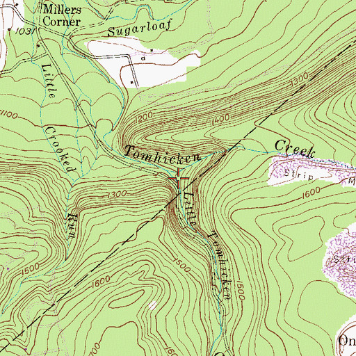 Topographic Map of Little Tomhicken Creek, PA