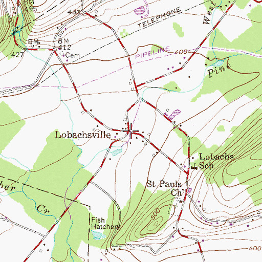 Topographic Map of Lobachsville, PA