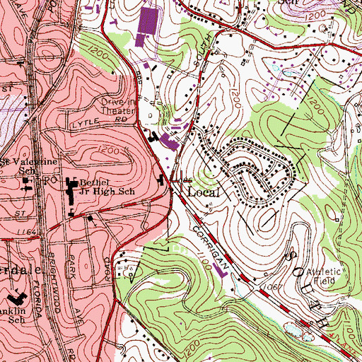 Topographic Map of Local, PA