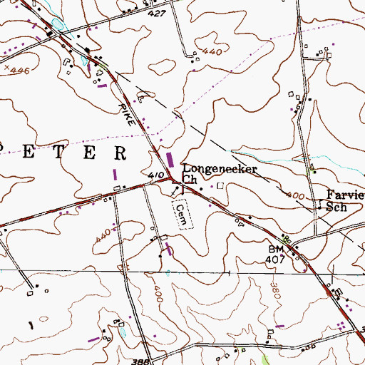 Topographic Map of Longenecker Church, PA