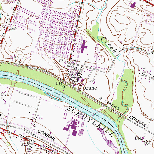 Topographic Map of Lorane, PA