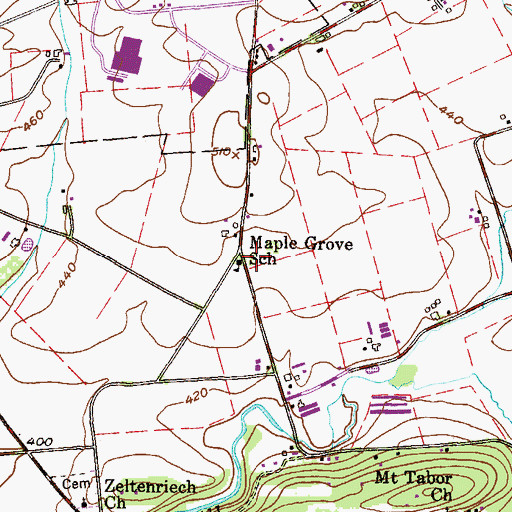 Topographic Map of Maple Grove School, PA