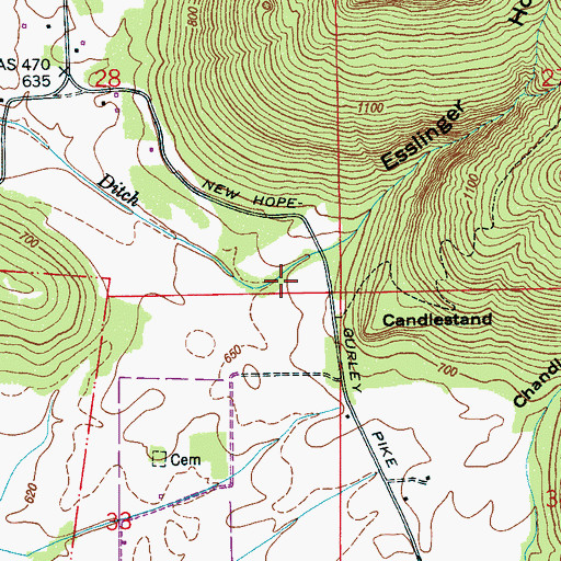 Topographic Map of Esslinger Hollow, AL